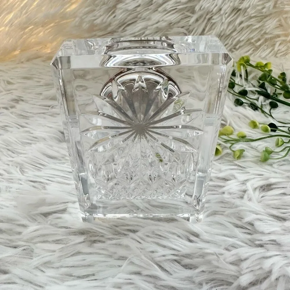 Waterford Crystal‎ Lismore Small Clock Cut Glass Bedside Desk Decor Untested